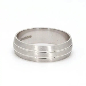 Simple Platinum Ring for Him with 2 Line Grooves JL PT 568   Jewelove.US