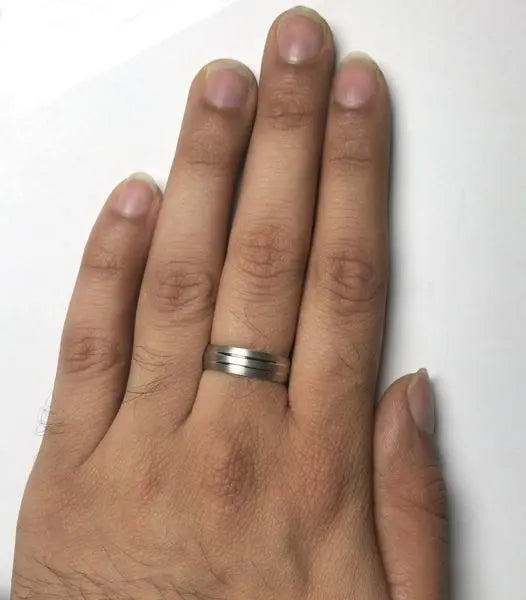 Simple Platinum Ring for Him with 2 Line Grooves JL PT 568   Jewelove.US