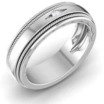 Load image into Gallery viewer, Single Diamond Designer Milgrain Wedding Platinum  Ring For Men JL P 6760   Jewelove.US
