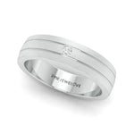 Load image into Gallery viewer, Single Diamond Matte Finish Platinum Band with Grooves for Men JL PT 665   Jewelove.US
