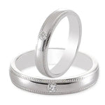 Load image into Gallery viewer, Single Diamond Milgrain Platinum Couple Rings JL PT 539  Both Jewelove.US
