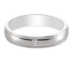 Single Diamond Milgrain Platinum Couple Rings JL PT 539  Women-s-Ring-only Jewelove.US
