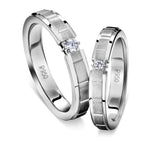 Load image into Gallery viewer, Single Diamond Platinum Love Bands with Satin Finish Grooved JL PT 612   Jewelove.US
