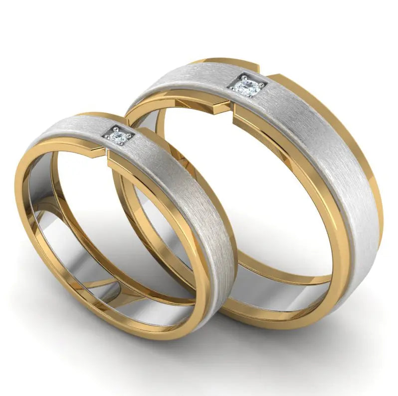 Single Diamond Platinum & Yellow Gold Fusion Couple Rings JL PT 641   Jewelove.US