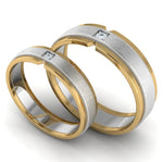 Load image into Gallery viewer, Single Diamond Platinum &amp; Yellow Gold Fusion Couple Rings JL PT 641   Jewelove.US
