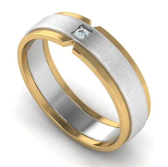 Single Diamond Platinum & Yellow Gold Fusion Couple Rings JL PT 641  Women-s-Ring-only Jewelove.US