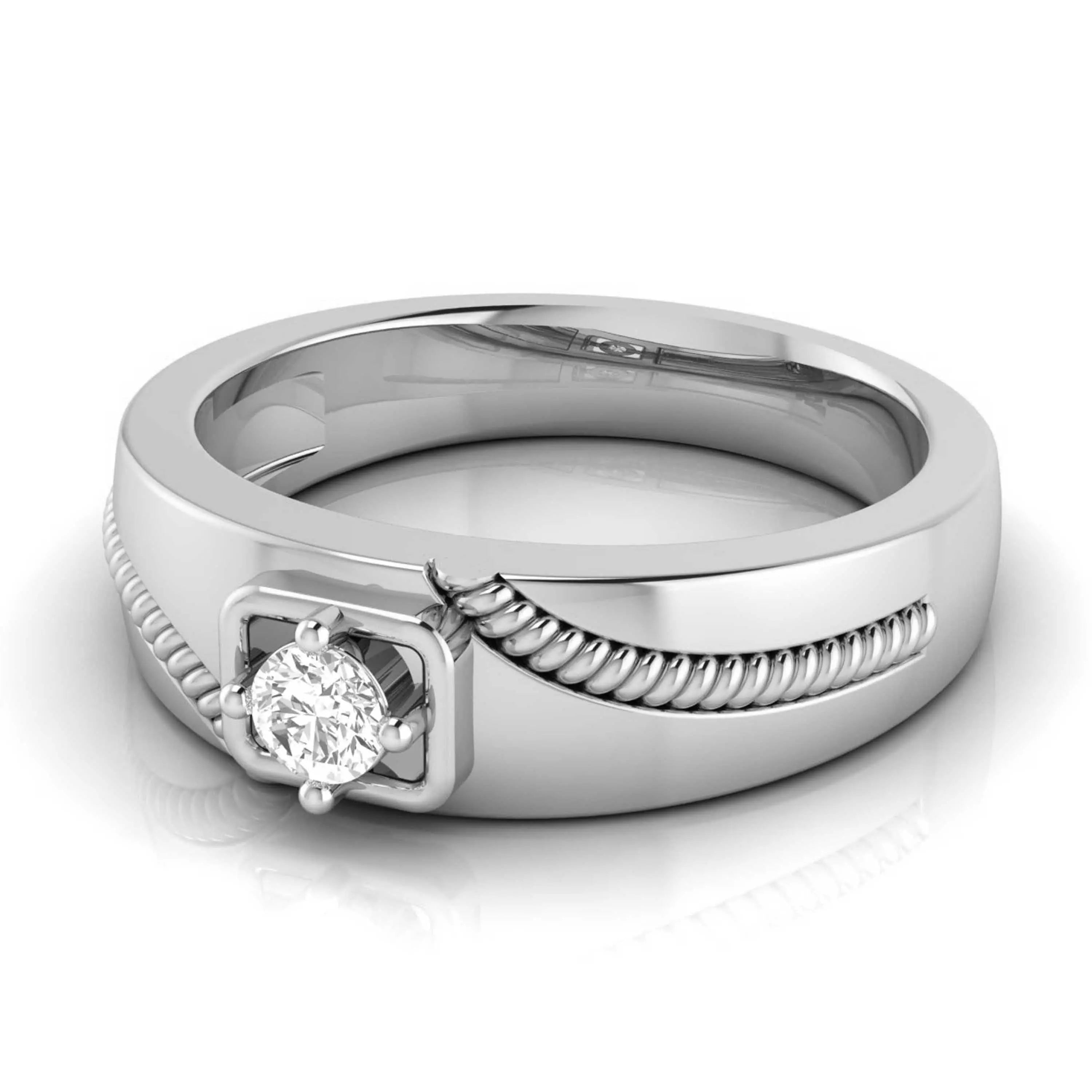 Single Diamond Rope Style Platinum Couple Rings JL PT 623   Jewelove.US