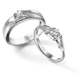 Load image into Gallery viewer, Single Diamond Rope Style Platinum Couple Rings JL PT 623  Both Jewelove.US
