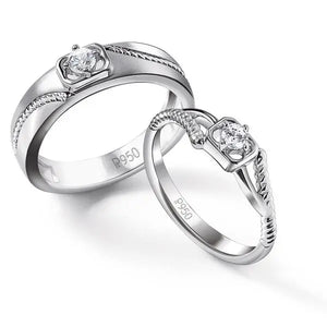 Single Diamond Rope Style Platinum Couple Rings JL PT 623  Both Jewelove.US