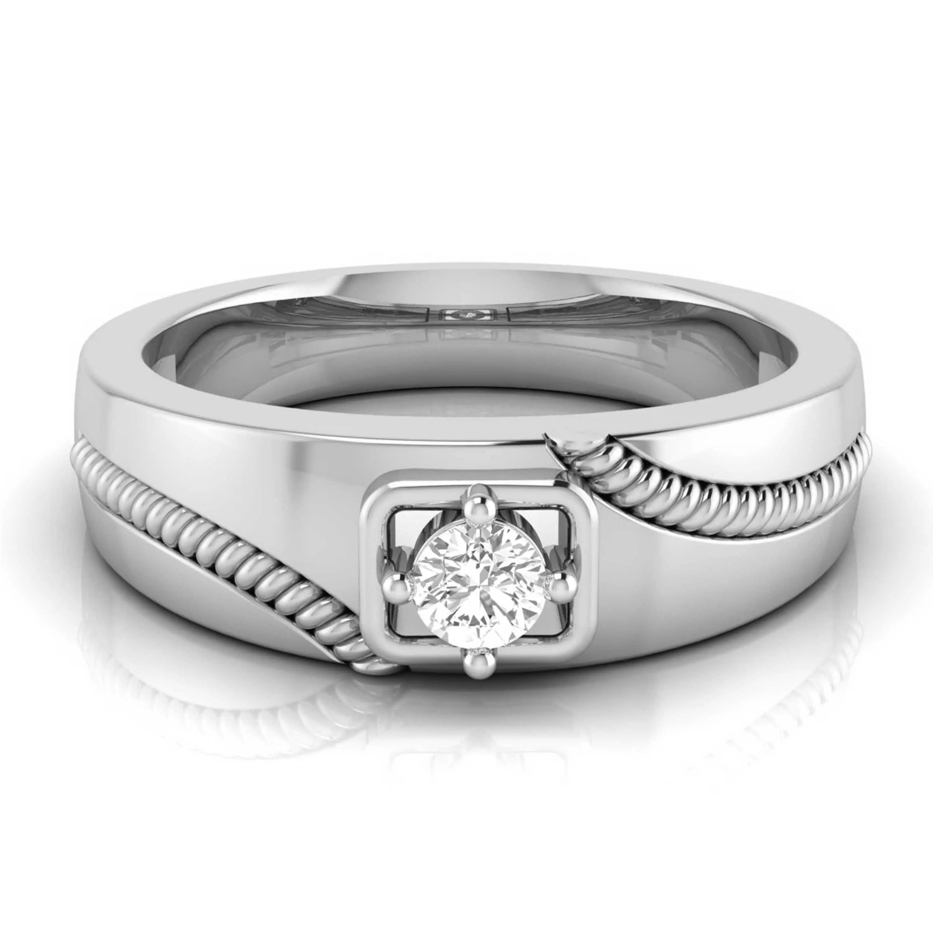 Single Diamond Rope Style Platinum Couple Rings JL PT 623  Men-s-Ring-only Jewelove.US