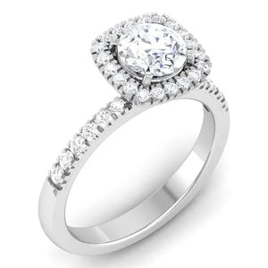 Single Halo Diamond Solitaire Platinum Ring with Diamonds on the Shank JL PT 497   Jewelove.US