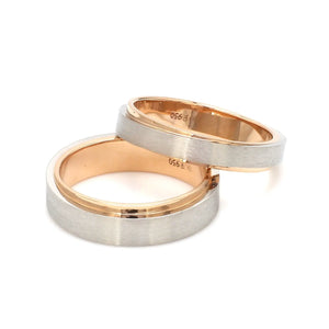 Slanting Platinum & Rose Gold Couple Rings JL PT 635   Jewelove.US
