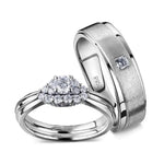 Load image into Gallery viewer, Spark of Love - Platinum Couple Rings with Diamonds JL PT 600  Both Jewelove.US

