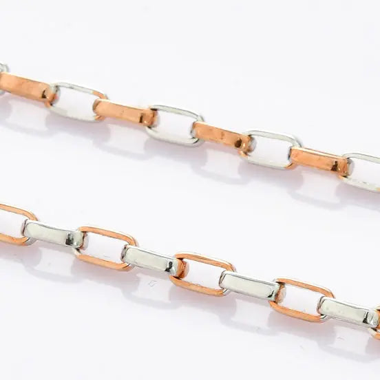 Square Links Platinum & Rose Gold Chain for Men JL PT CH 950   Jewelove.US