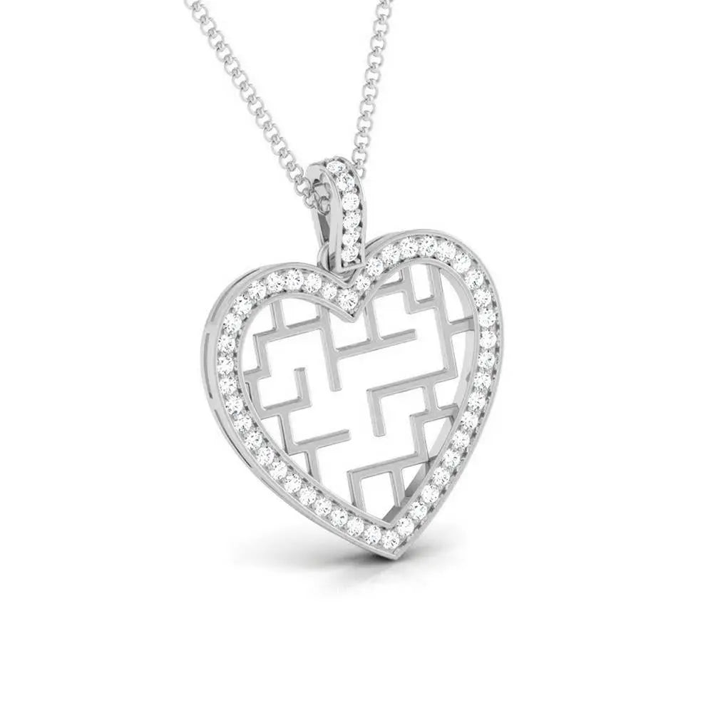 Stairs to Her Heart Platinum Pendant with Diamonds JL PT P 8202   Jewelove.US