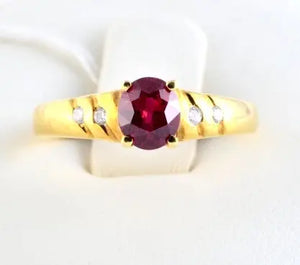 Stunning Ruby Ring with Diamond Accents in 18K Yellow Gold JL R 55   Jewelove