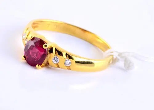 Stunning Ruby Ring with Diamond Accents in 18K Yellow Gold JL R 55   Jewelove