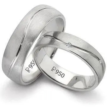 Super Sale - JL PT 130 Platinum Couple Ring Sizes 16, 7   Jewelove