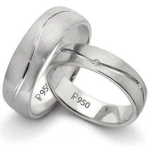 Super Sale - JL PT 130 Platinum Couple Ring Sizes 16, 7   Jewelove
