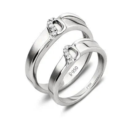 Super Sale - Thin Platinum Love Bands with Diamonds JL PT 221 Ring Sizes 15, 18   Jewelove