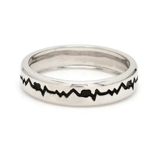 The Heartbeat Platinum Ring with Black Engraving JL PT 575   Jewelove.US