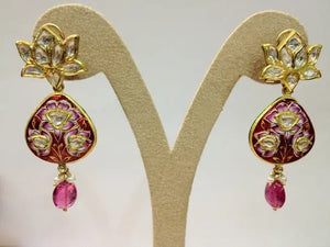 The Pink Lotus Earring Pair SJ PS 50 by Suranas Jewelove   Jewelove