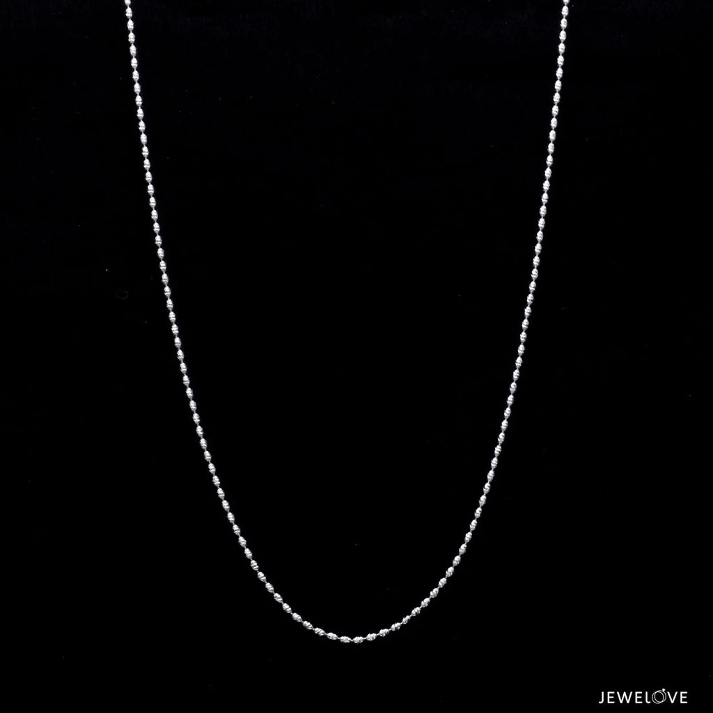 Thin Platinum Japanese Chain with Diamond Cut Cylindrical Balls JL PT CH 841 - Thin   Jewelove.US