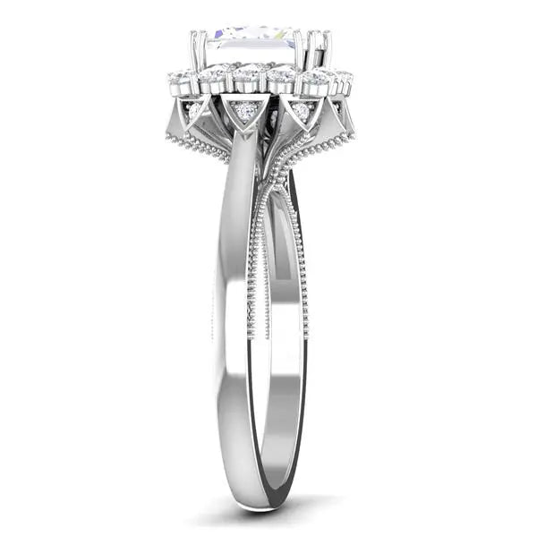 Thorny Flower - 1 Carat Princess Cut Halo Platinum Solitaire Ring JL PT 6604   Jewelove.US