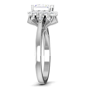Thorny Flower - 1 Carat Princess Cut Halo Platinum Solitaire Ring JL PT 6604   Jewelove.US