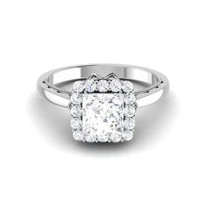 Thorny Flower - 1 Carat Princess Cut Halo Platinum Solitaire Ring JL PT 6604   Jewelove.US