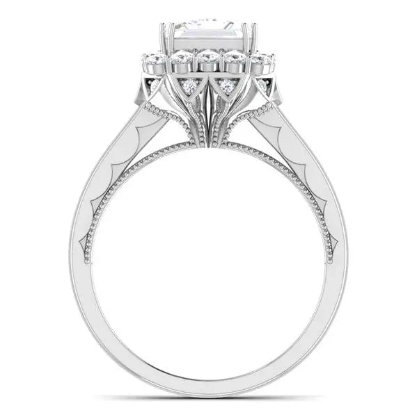 Thorny Flower - 1 Carat Princess Cut Halo Platinum Solitaire Ring JL PT 6604   Jewelove.US