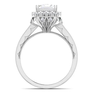 Thorny Flower - 1 Carat Princess Cut Halo Platinum Solitaire Ring JL PT 6604   Jewelove.US