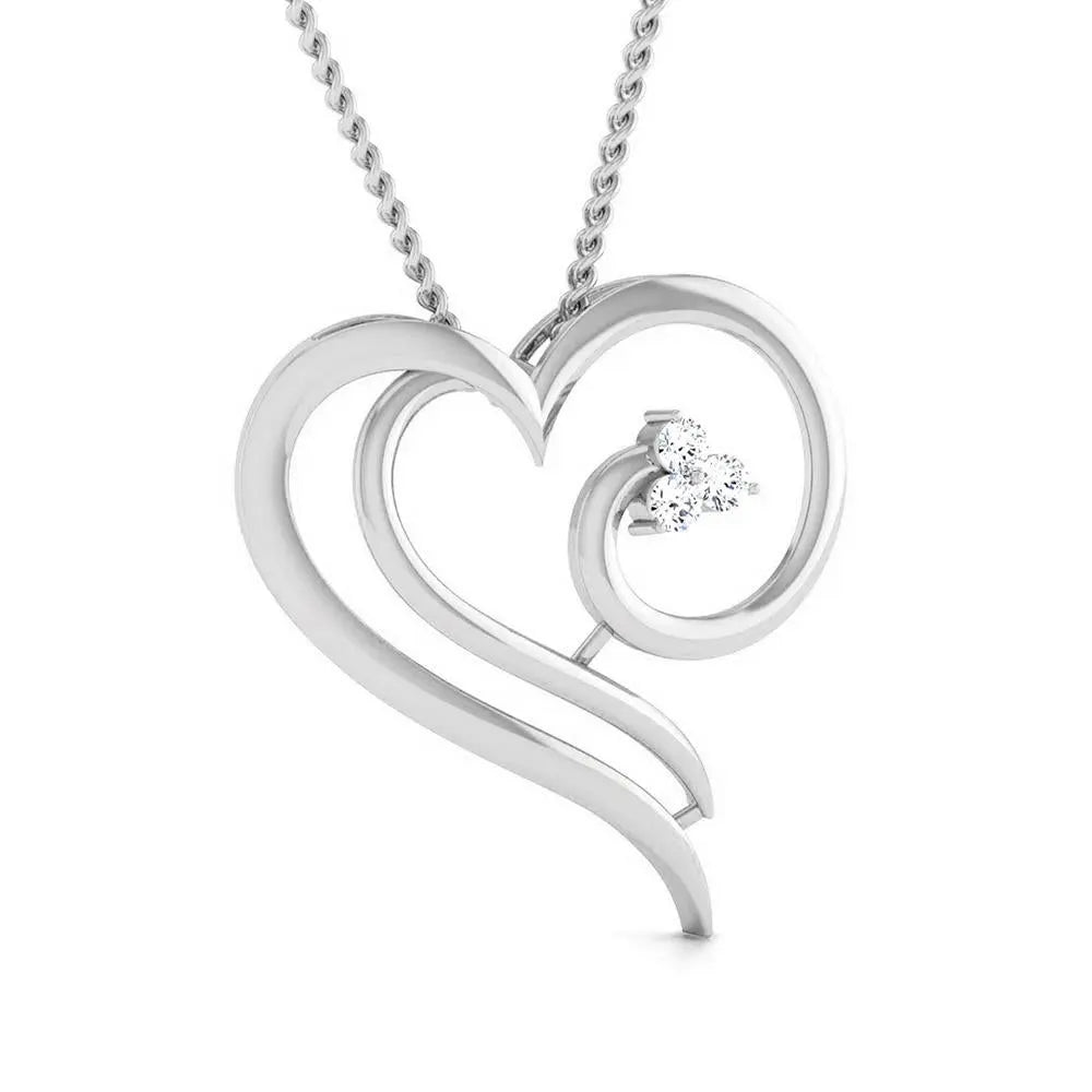 Three Diamond Platinum Heart Pendant JL PT P 8077   Jewelove.US