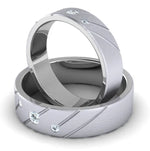 Load image into Gallery viewer, Three Diamond Platinum Love Bands with Slanting Lines JL PT 646   Jewelove.US
