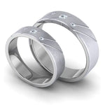 Load image into Gallery viewer, Three Diamond Platinum Love Bands with Slanting Lines JL PT 646   Jewelove.US
