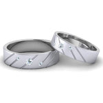 Load image into Gallery viewer, Three Diamond Platinum Love Bands with Slanting Lines JL PT 646  Both Jewelove.US
