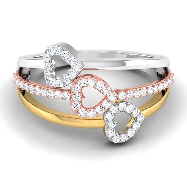 Three Hearts Triple Color Platinum & Diamond Ring JL PT 553 for Women   Jewelove.US