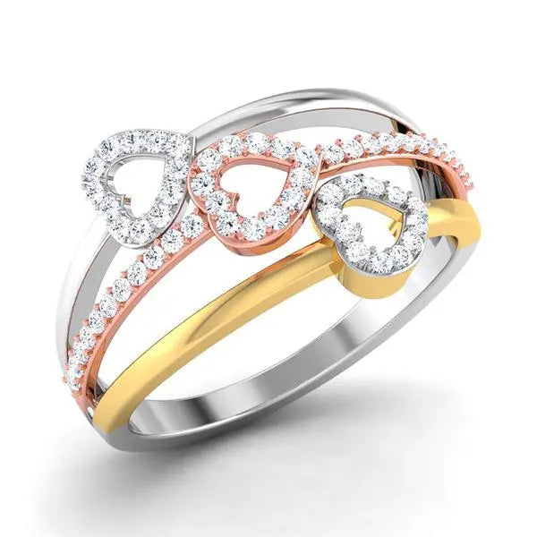 Three Hearts Triple Color Platinum & Diamond Ring JL PT 553 for Women   Jewelove.US