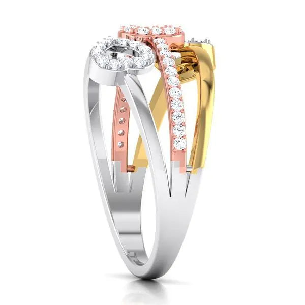 Three Hearts Triple Color Platinum & Diamond Ring JL PT 553 for Women   Jewelove.US