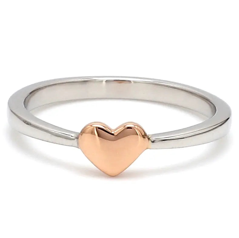 Tiny Heart Shape Platinum Rose Gold Fusion Ring for Women JL PT 628   Jewelove.US