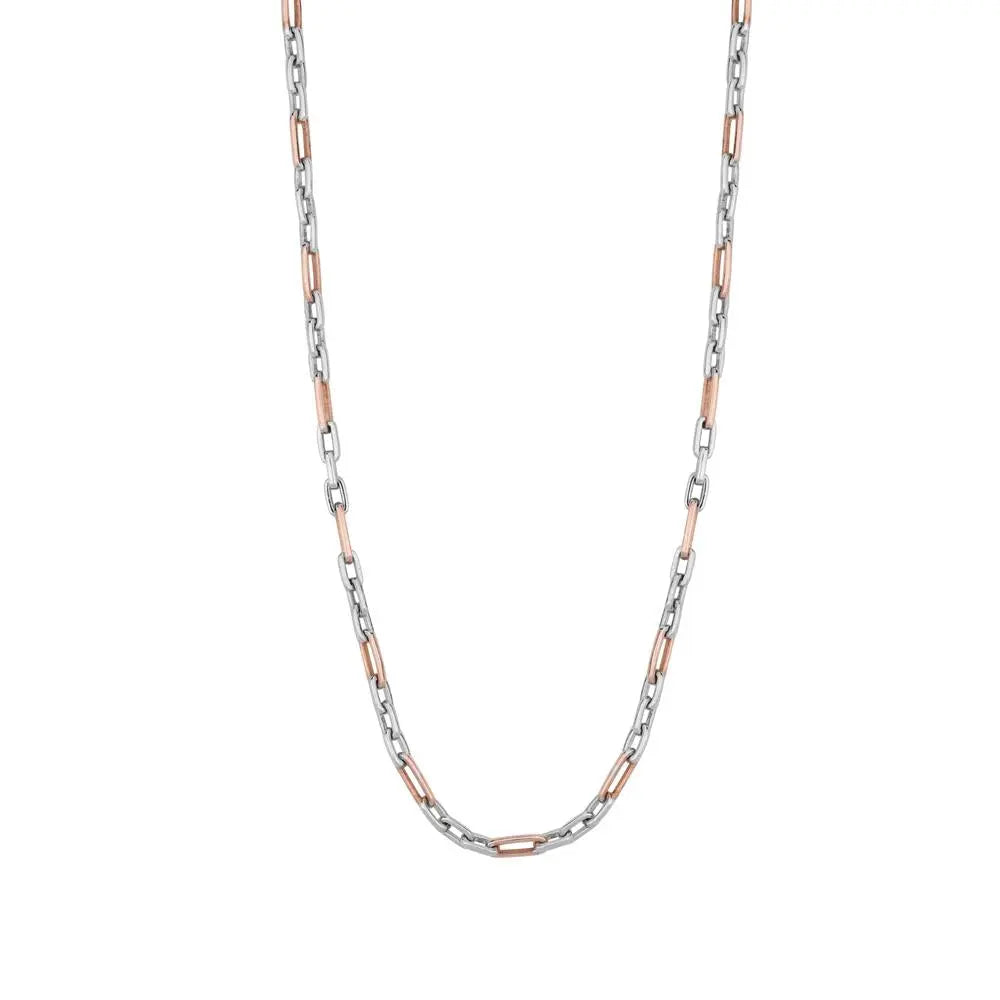 UniSex Platinum & Rose Gold Chain with Triple Rectangular Links JL PT 735   Jewelove.US