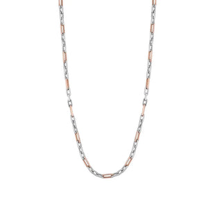 UniSex Platinum & Rose Gold Chain with Triple Rectangular Links JL PT 735   Jewelove.US