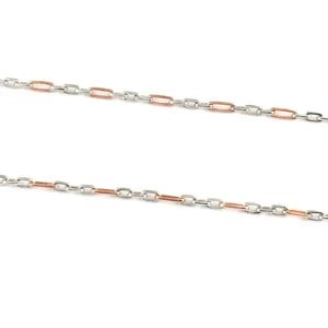 UniSex Platinum & Rose Gold Chain with Triple Rectangular Links JL PT 735   Jewelove.US