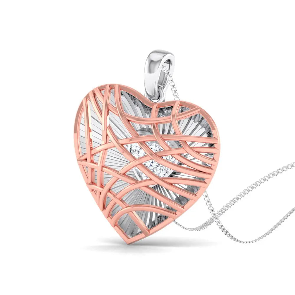 Unique Platinum & Rose Gold Heart Pendant with Diamonds JL PT P 8102  Rose-Gold Jewelove.US