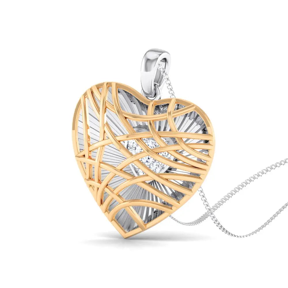 Unique Platinum & Rose Gold Heart Pendant with Diamonds JL PT P 8102  Yellow-Gold Jewelove.US