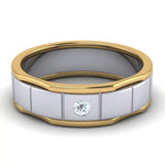 Load image into Gallery viewer, Unique Shape Platinum Love Bands with Single Diamond &amp; Yellow Gold Border JL PT 648 - Yellow Gold  Men-s-Ring-only Jewelove.US
