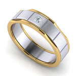 Load image into Gallery viewer, Unique Shape Platinum Love Bands with Single Diamond &amp; Yellow Gold Border JL PT 648 - Yellow Gold  Women-s-Ring-only Jewelove.US
