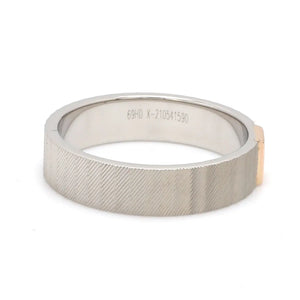 Unique Texture Platinum Love Bands with 2 Diamonds & a Touch of Rose Gold JL PT 914   Jewelove.US