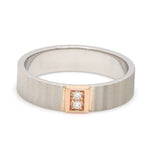 Load image into Gallery viewer, Unique Texture Platinum Love Bands with 2 Diamonds &amp; a Touch of Rose Gold JL PT 914  Men-s-Ring-only Jewelove.US
