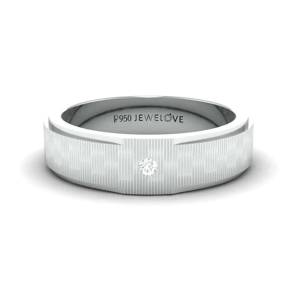 Unique Texture Platinum Ring with Single Diamond JL PT 666   Jewelove.US
